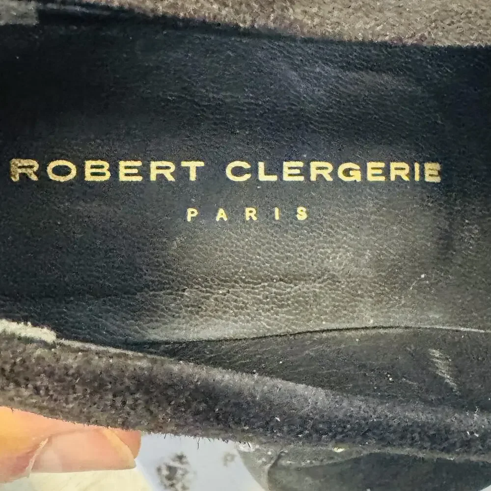 Robert Clergerie Shoes Womens 6.5 Black Suede Slip On Wedge Loafers Paris Casual